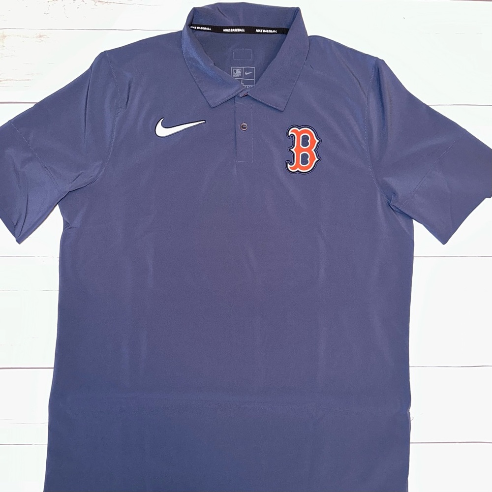 Nike Blue Polo Shirt with Red Logo